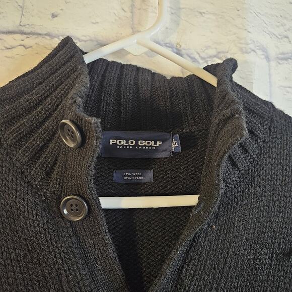 Vintage Polo Golf Ralph Lauren Sweater XL Black Shawl Collar Cardigan - Picture 3 of 9